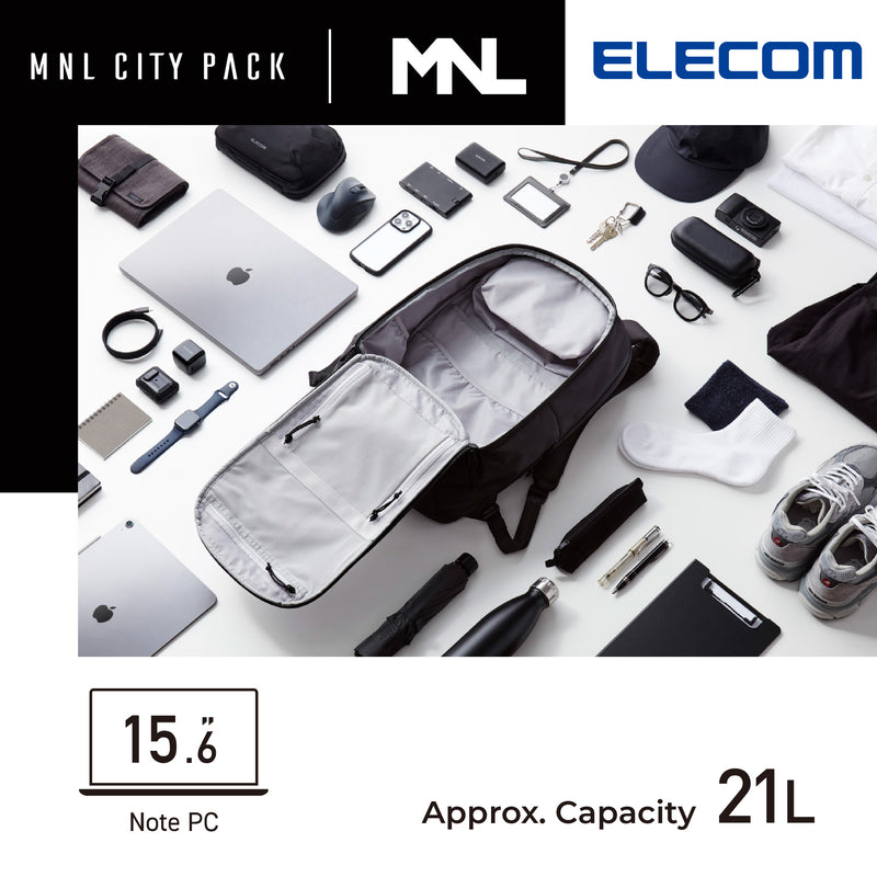 ELECOM MNL CITY Backpack/Laptop Bag/BM-MNLBP01BK/20L /Water